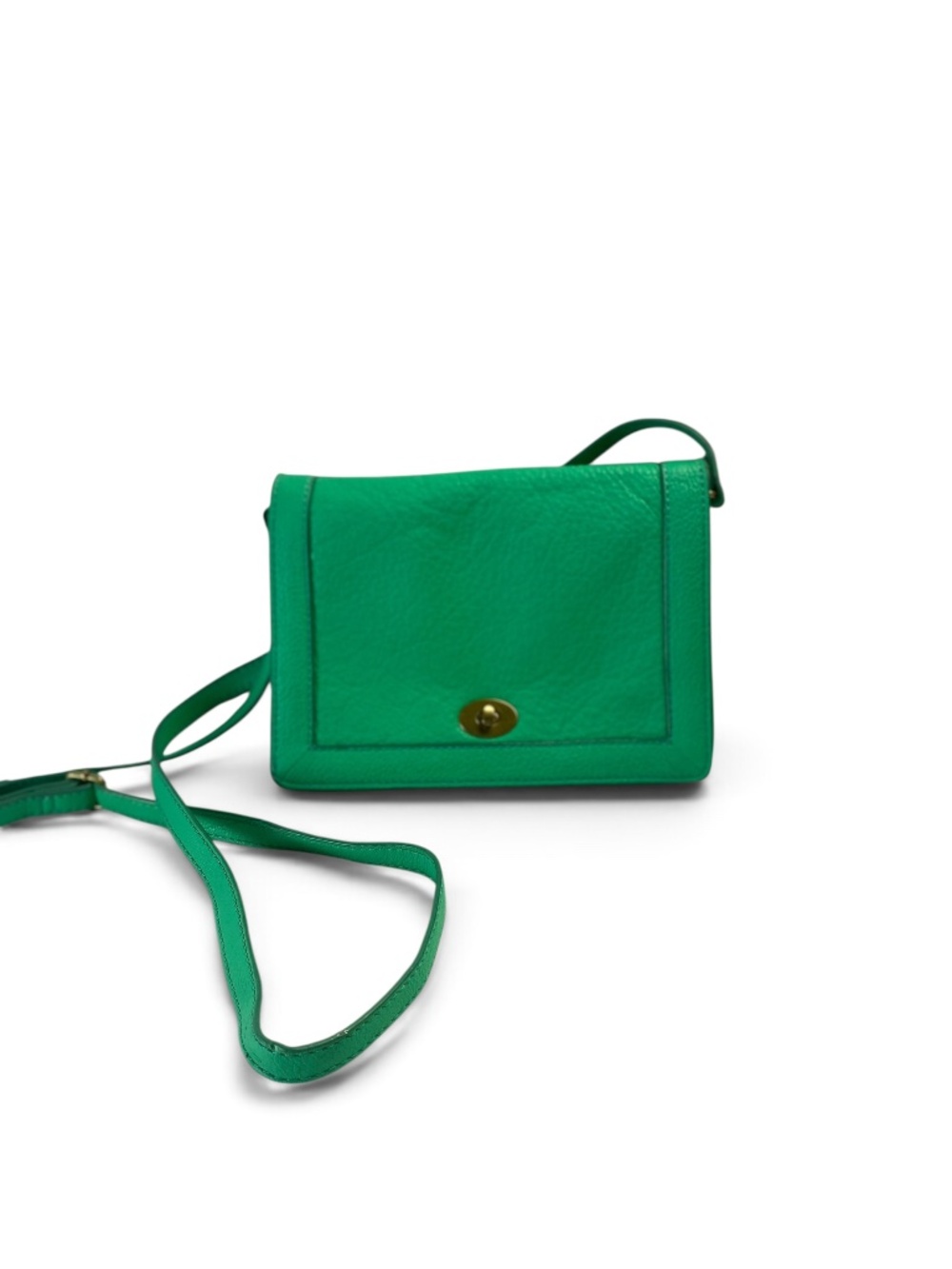 J.Crew Kelly Green Pebbled Leather 3-Way Crossbody Shoulder Bag Clutch Turn Lock